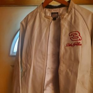 NASCAR Wilson Womens White Leather Dale Earnhardt Jacket